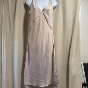 A New Day XS Sleeveless V Neck Champagne Midi Dress‎ Slit